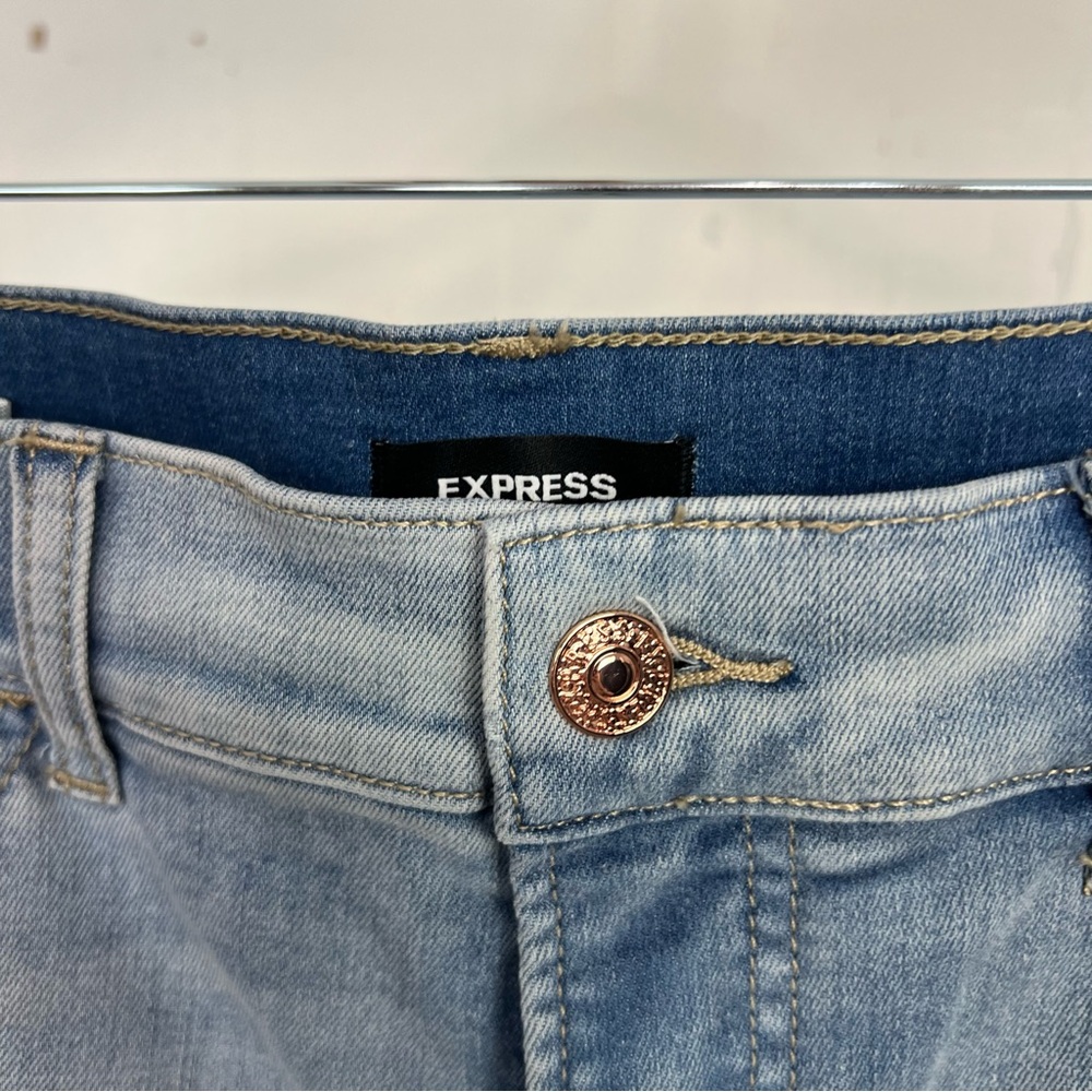 Express Skinny Mid-Rise Jeans Size 10 Stretch Light Wash - Picture 3 of 5